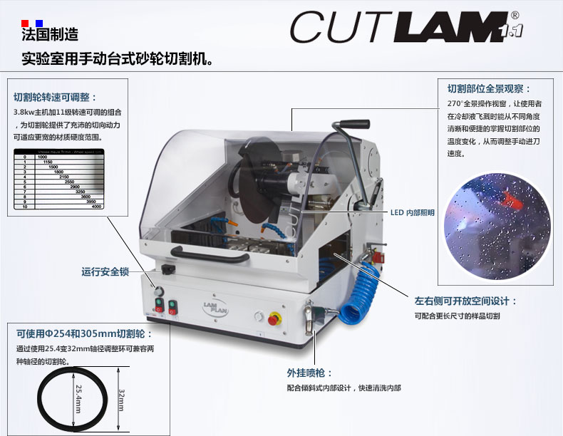 法國朗普朗(lamplan)金相制樣手動軌道式切割機